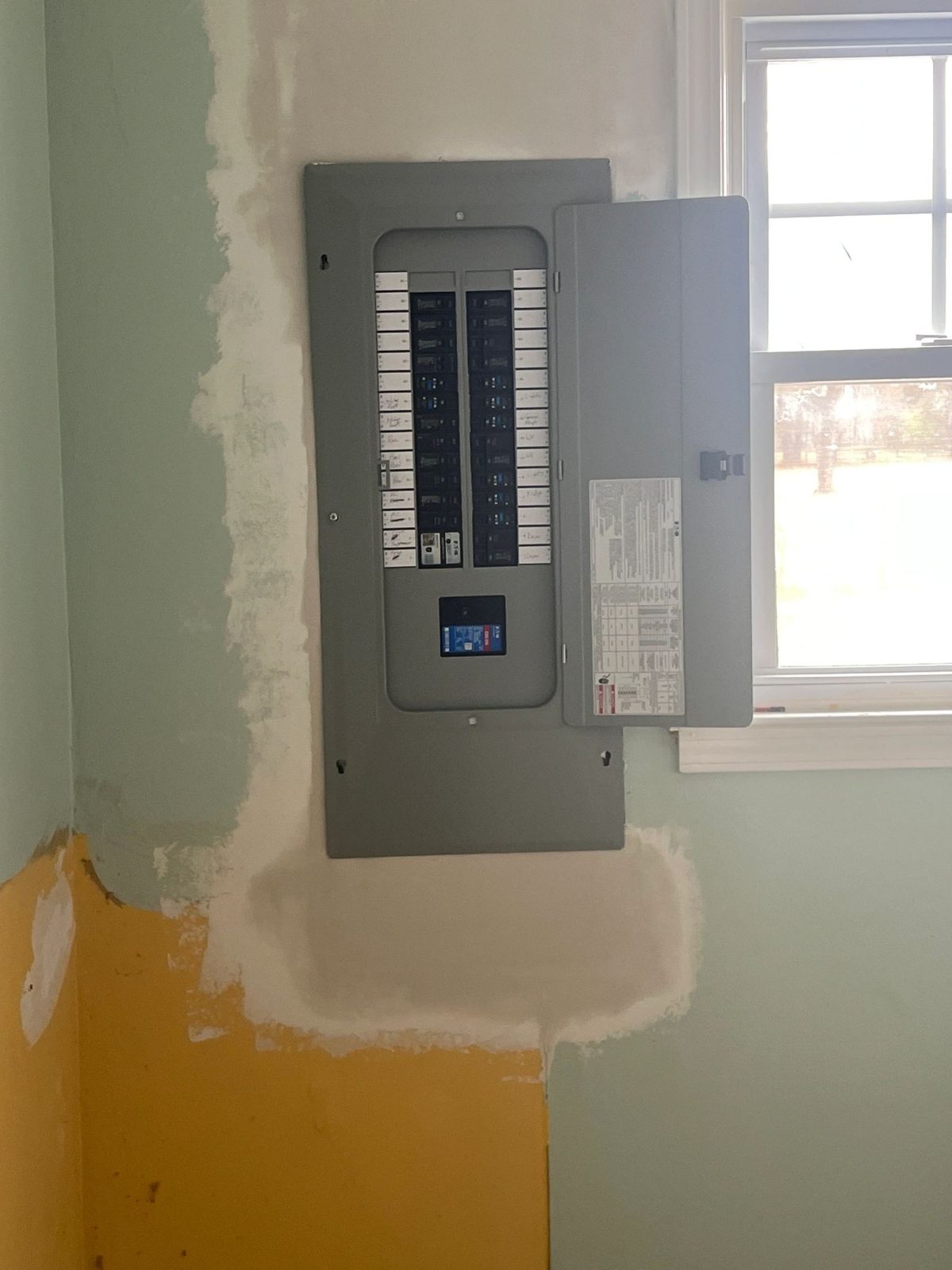Newly installed residential breaker panel